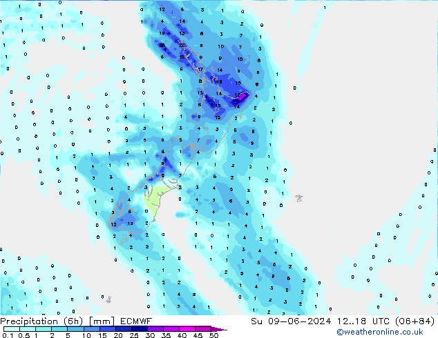 Z500/Rain (+SLP)/Z850 ECMWF Вс 09.06.2024 18 UTC