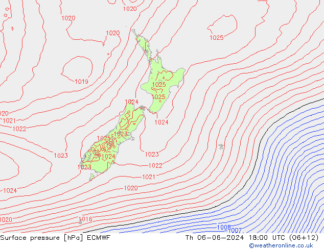 ciśnienie ECMWF czw. 06.06.2024 18 UTC