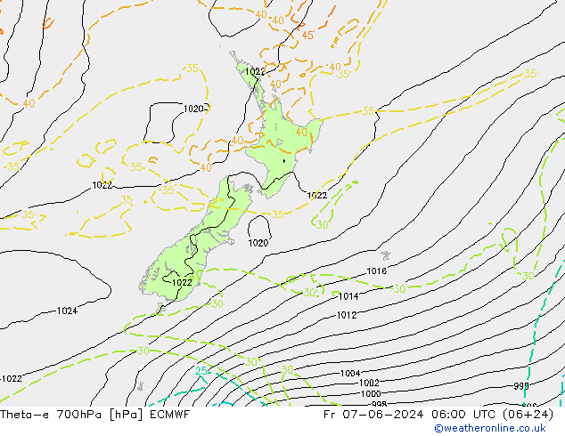 Theta-e 700hPa ECMWF Cu 07.06.2024 06 UTC