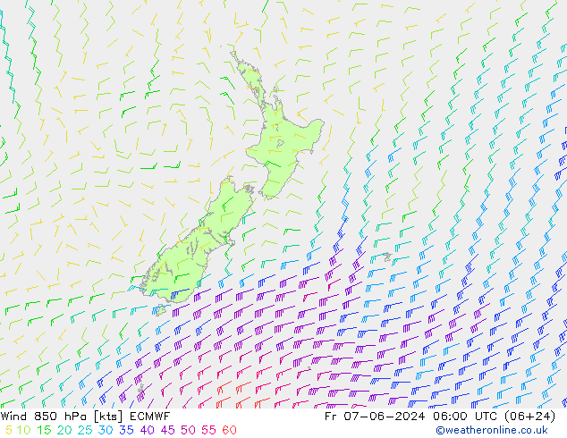 Wind 850 hPa ECMWF Fr 07.06.2024 06 UTC