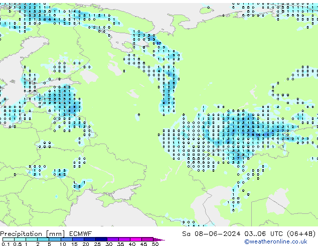 Precipitation ECMWF Sa 08.06.2024 06 UTC