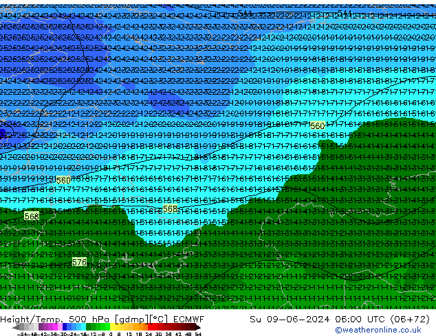 Z500/Rain (+SLP)/Z850 ECMWF  09.06.2024 06 UTC