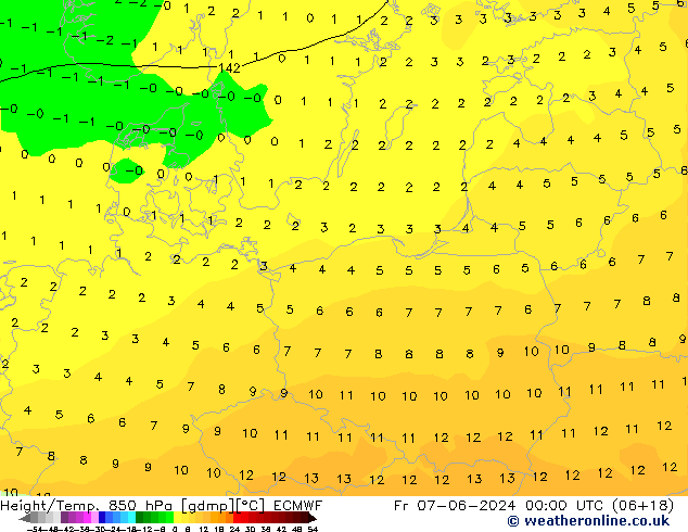 Z500/Yağmur (+YB)/Z850 ECMWF Cu 07.06.2024 00 UTC