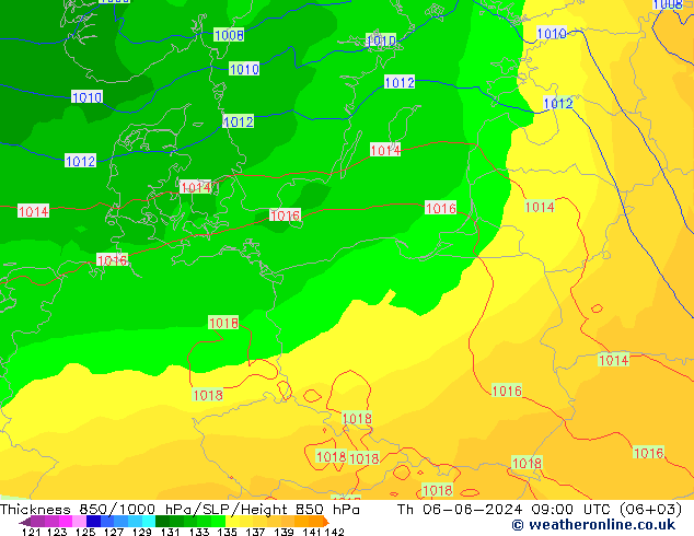 Thck 850-1000 hPa ECMWF Th 06.06.2024 09 UTC