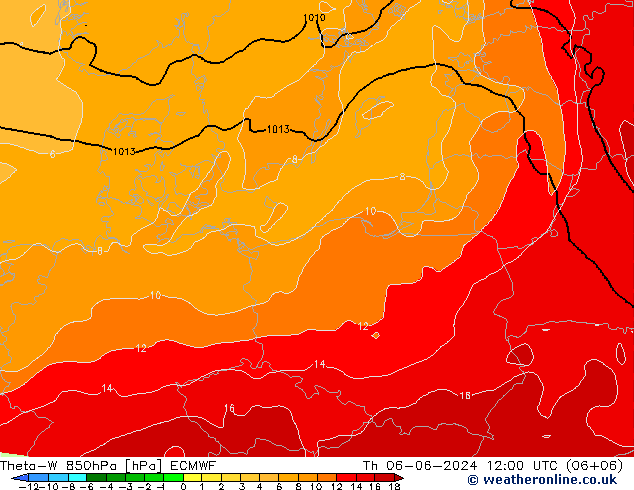 Theta-W 850hPa ECMWF do 06.06.2024 12 UTC