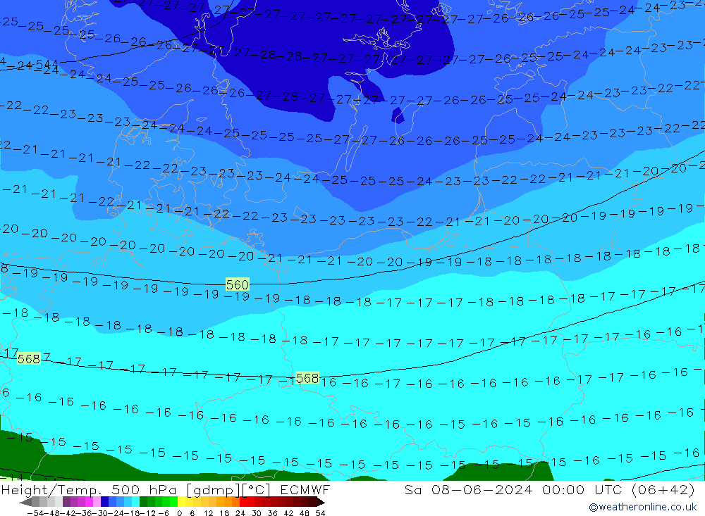 Z500/Rain (+SLP)/Z850 ECMWF So 08.06.2024 00 UTC