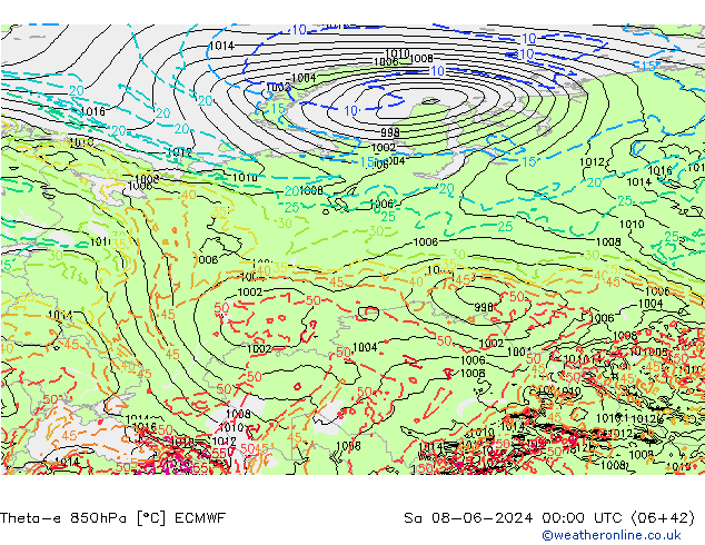 Theta-e 850hPa ECMWF Sa 08.06.2024 00 UTC