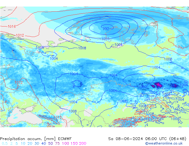 Précipitation accum. ECMWF sam 08.06.2024 06 UTC