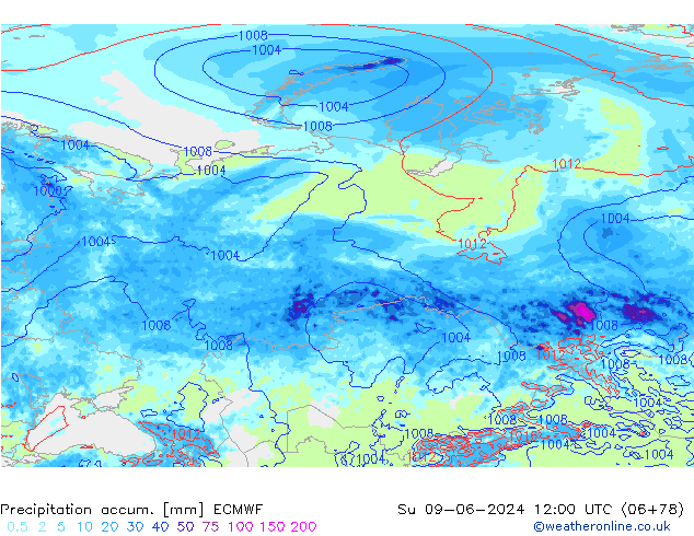 Précipitation accum. ECMWF dim 09.06.2024 12 UTC