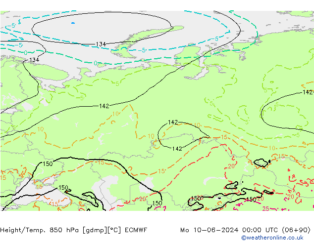 Height/Temp. 850 hPa ECMWF Mo 10.06.2024 00 UTC