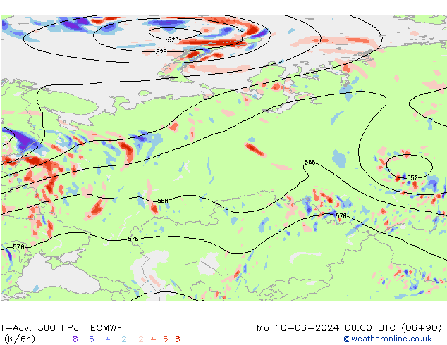 T-Adv. 500 hPa ECMWF Mo 10.06.2024 00 UTC