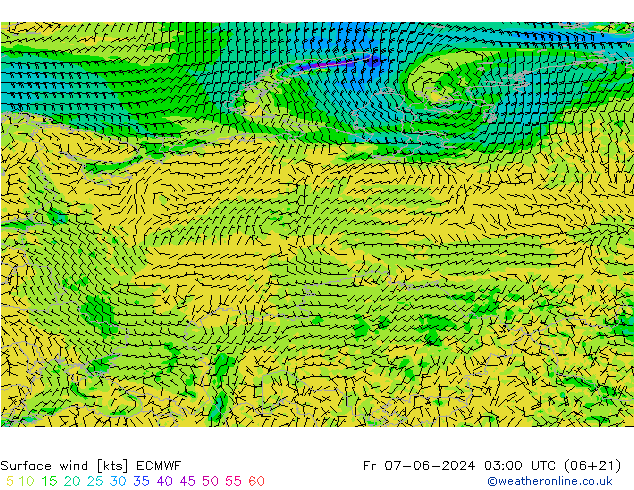 Wind 10 m ECMWF vr 07.06.2024 03 UTC