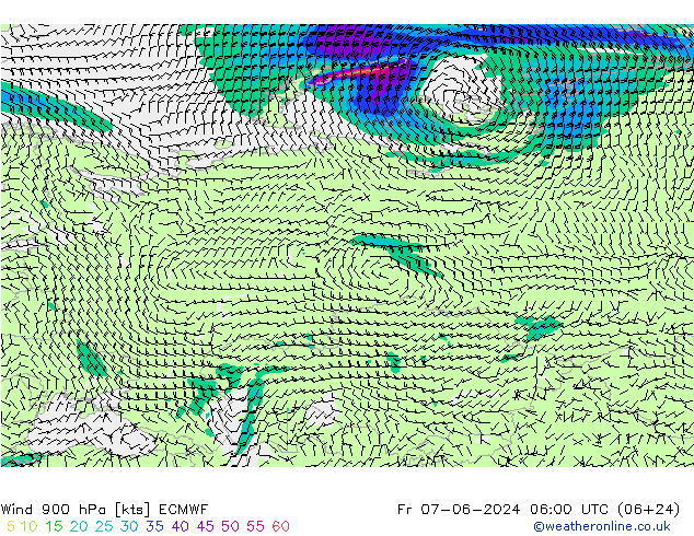 Vento 900 hPa ECMWF Sex 07.06.2024 06 UTC