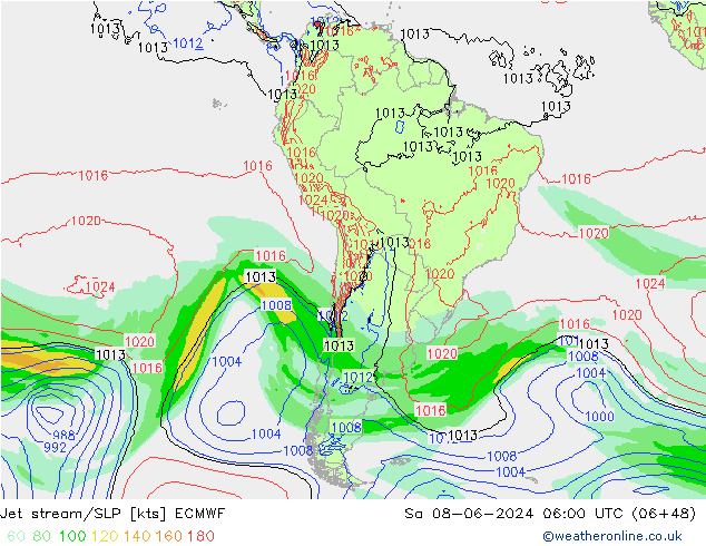 Straalstroom/SLP ECMWF za 08.06.2024 06 UTC