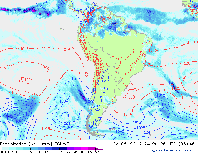 Z500/Rain (+SLP)/Z850 ECMWF  08.06.2024 06 UTC