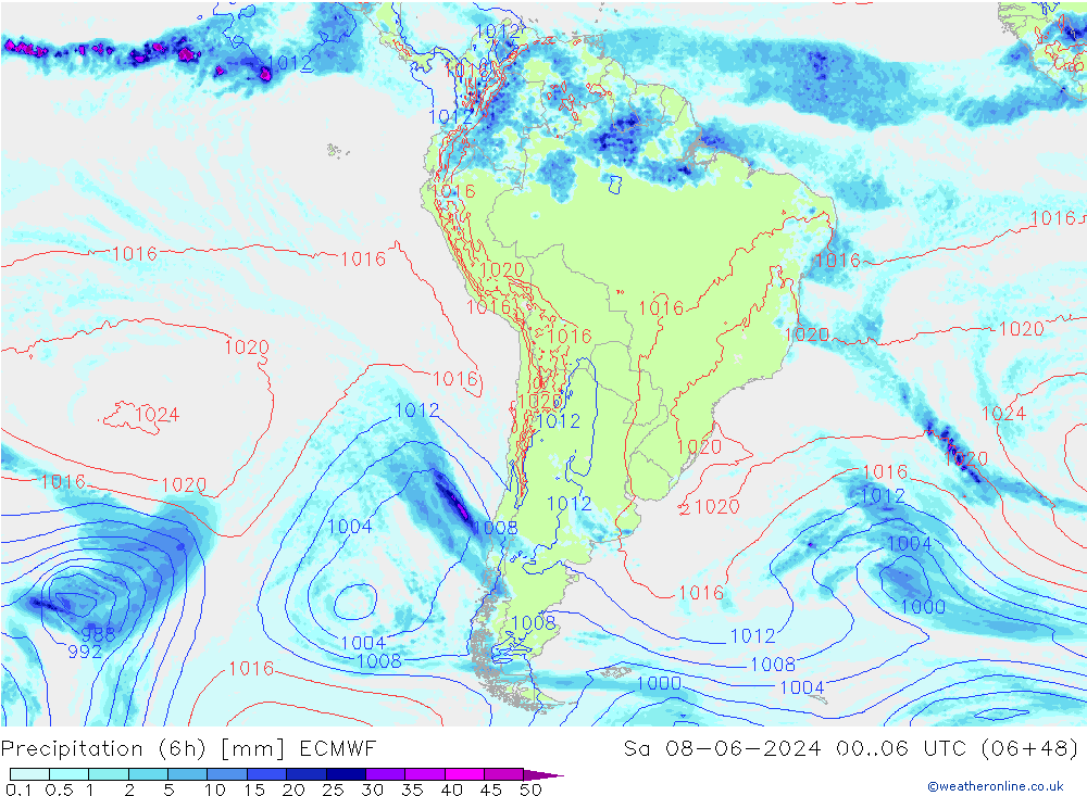 Z500/Rain (+SLP)/Z850 ECMWF  08.06.2024 06 UTC