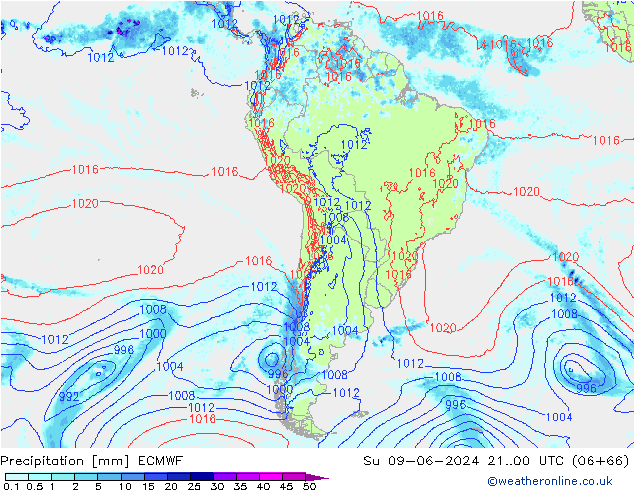 Precipitación ECMWF dom 09.06.2024 00 UTC