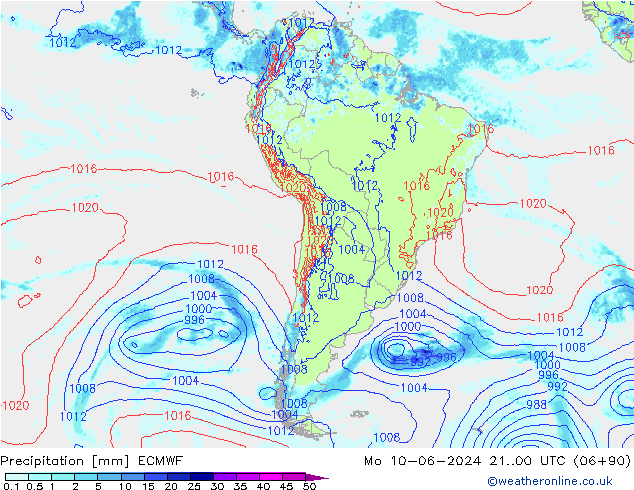 precipitação ECMWF Seg 10.06.2024 00 UTC