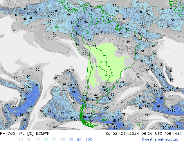 RH 700 hPa ECMWF  08.06.2024 06 UTC