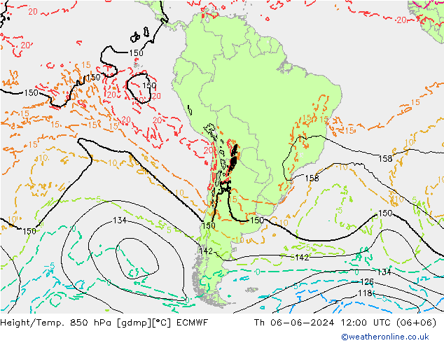 Z500/Rain (+SLP)/Z850 ECMWF czw. 06.06.2024 12 UTC