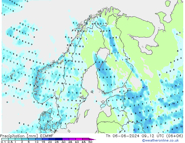 Precipitation ECMWF Th 06.06.2024 12 UTC