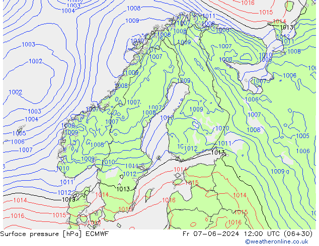 pression de l'air ECMWF ven 07.06.2024 12 UTC