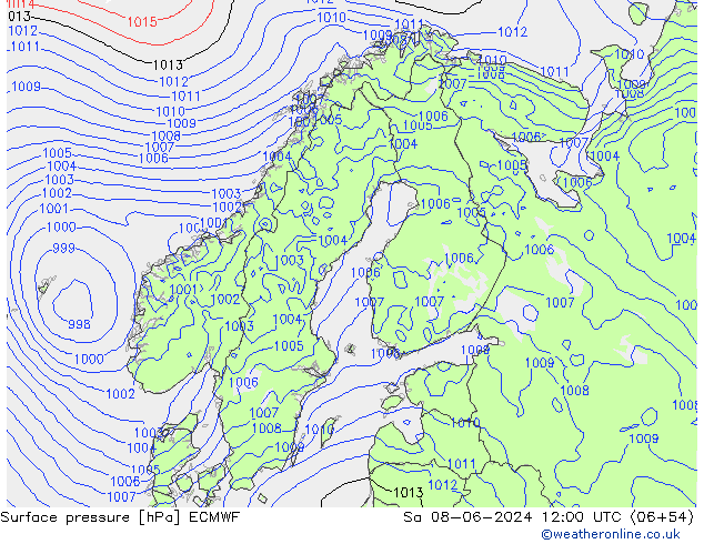 ciśnienie ECMWF so. 08.06.2024 12 UTC