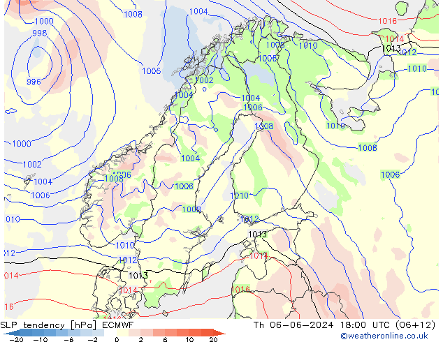 Drucktendenz ECMWF Do 06.06.2024 18 UTC