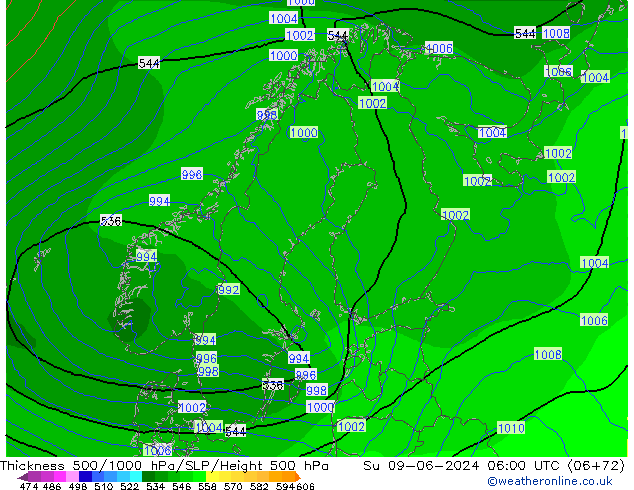 Thck 500-1000hPa ECMWF dom 09.06.2024 06 UTC