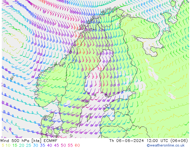 ветер 500 гПа ECMWF чт 06.06.2024 12 UTC