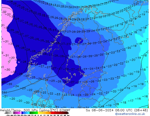 Z500/Rain (+SLP)/Z850 ECMWF sáb 08.06.2024 06 UTC