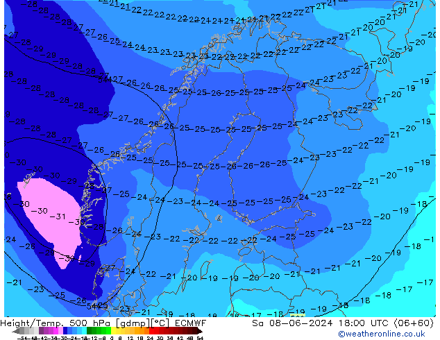 Z500/Rain (+SLP)/Z850 ECMWF sáb 08.06.2024 18 UTC