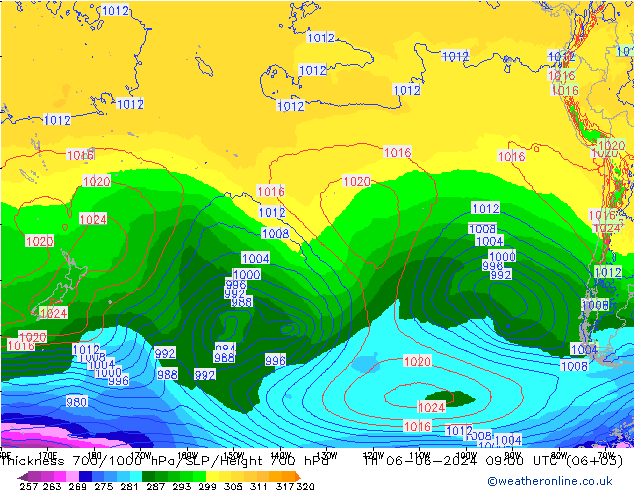 Thck 700-1000 hPa ECMWF Th 06.06.2024 09 UTC