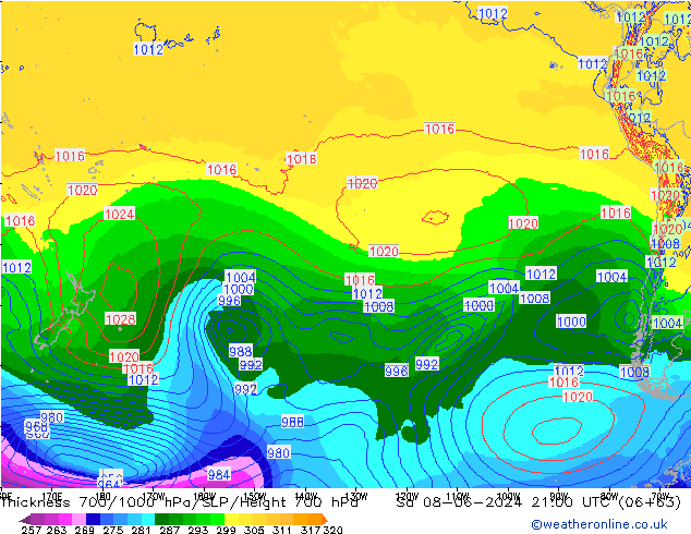 Thck 700-1000 hPa ECMWF sam 08.06.2024 21 UTC