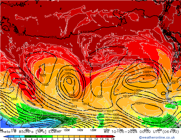 Theta-W 850hPa ECMWF Seg 10.06.2024 00 UTC