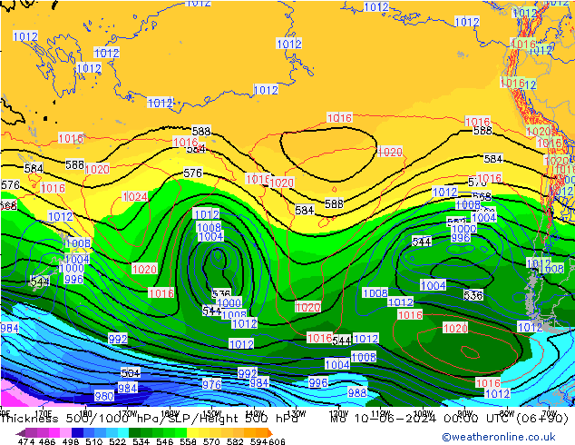 500-1000 hPa Kalınlığı ECMWF Pzt 10.06.2024 00 UTC