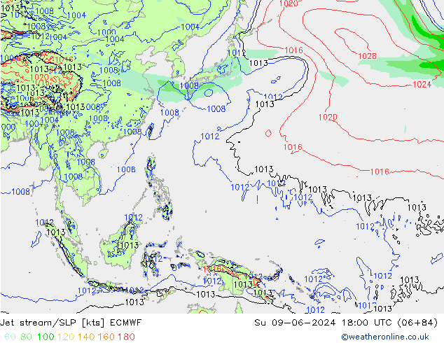 Polarjet/Bodendruck ECMWF So 09.06.2024 18 UTC