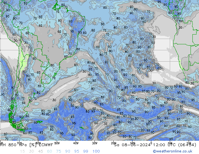 RH 850 hPa ECMWF  08.06.2024 12 UTC