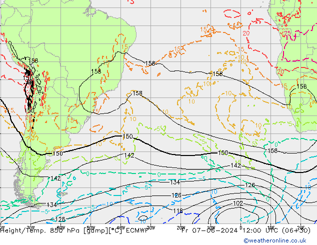 Z500/Rain (+SLP)/Z850 ECMWF ven 07.06.2024 12 UTC