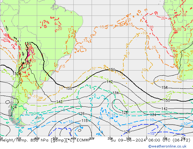 Z500/Rain (+SLP)/Z850 ECMWF Su 09.06.2024 06 UTC