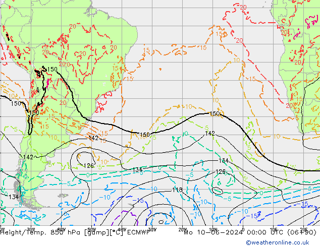 Hoogte/Temp. 850 hPa ECMWF ma 10.06.2024 00 UTC