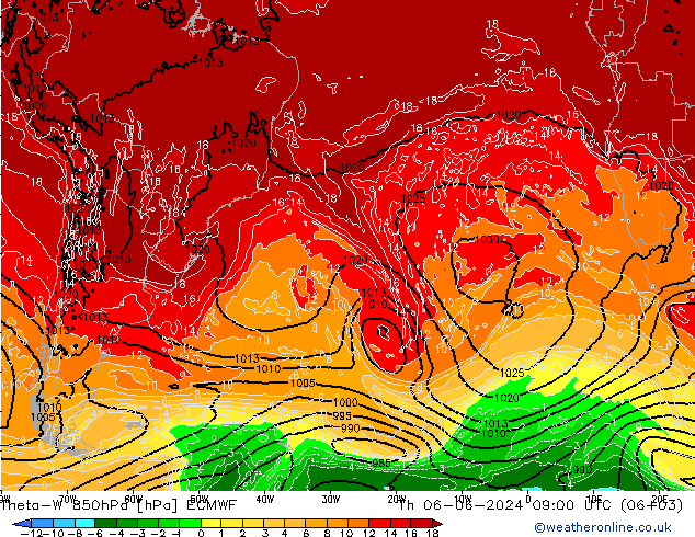 Theta-W 850hPa ECMWF Per 06.06.2024 09 UTC