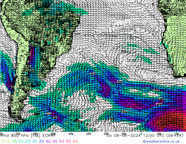 Wind 850 hPa ECMWF So 08.06.2024 12 UTC