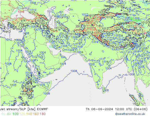 高速氣流/地面气压 ECMWF 星期四 06.06.2024 12 UTC