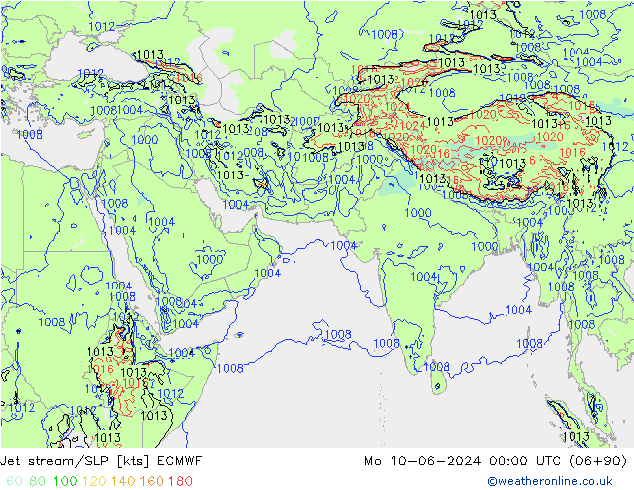 Jet Akımları/SLP ECMWF Pzt 10.06.2024 00 UTC