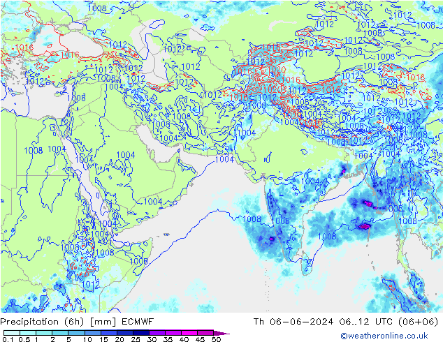 Z500/Rain (+SLP)/Z850 ECMWF Qui 06.06.2024 12 UTC