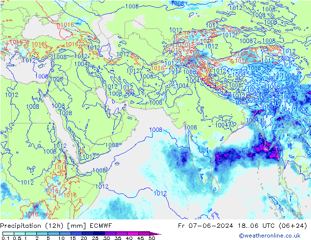 Précipitation (12h) ECMWF ven 07.06.2024 06 UTC