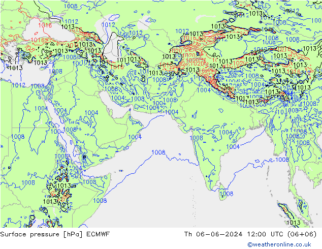 Surface pressure ECMWF Th 06.06.2024 12 UTC