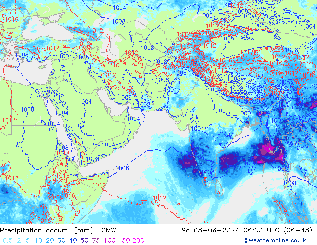 Precipitation accum. ECMWF  08.06.2024 06 UTC