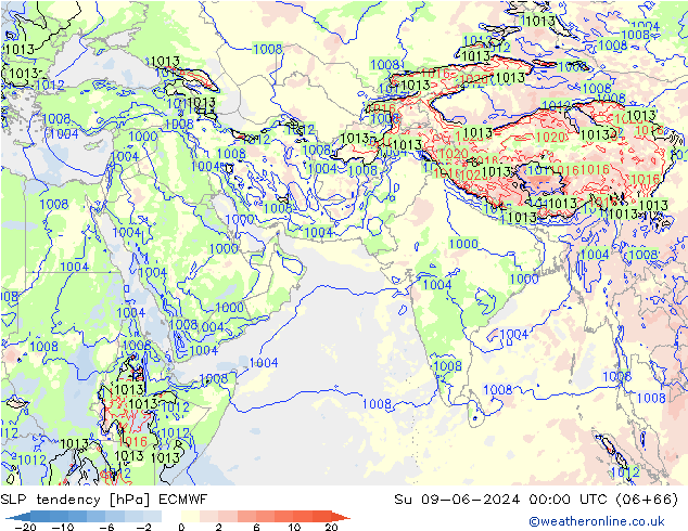 Tendenza di Pressione ECMWF dom 09.06.2024 00 UTC